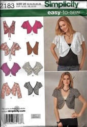 2183 SIMPLICITY BOLERO JACKET, VEST SLEEVES OR NOT PATTERN 16-24 UNCUT